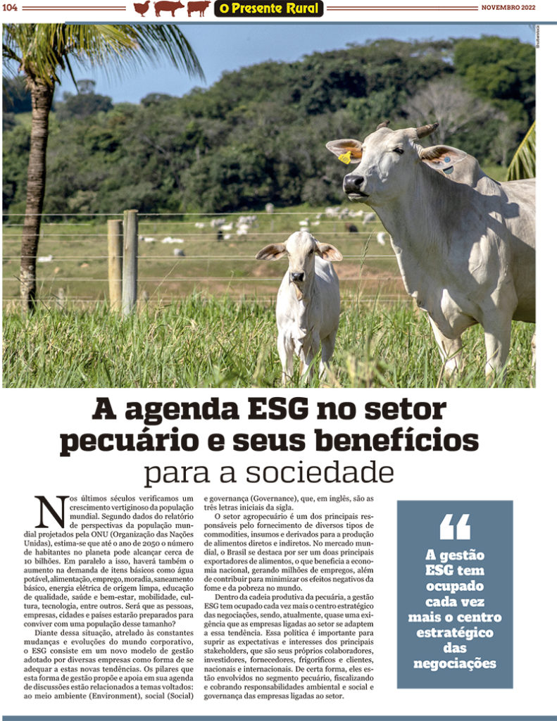 Artigo Sobre Esg Na Pecu Ria Destaque No O Presente Rural Blog Premix